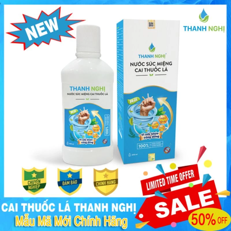 [ COMBO 2 CHAI ] Cai thuốc lá Thanh Nghị chỉ 1 liệu trình, làm sạch miệng, thơm miệng, chắc răng, dung tích 400ml