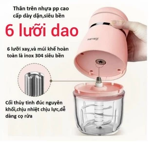 Máy xay đa năng HATTIECS 0.3L Máy xay ăn dặm cho bé Cối thủy tinh 6 lưỡi dao cầm tay tiện dụng Hattiecs.