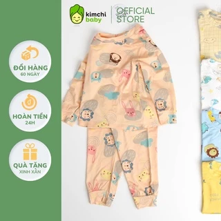 Đồ Bộ Bé Gái, Bé Trai Minky Mom Vải Thun Lạnh Họa Tiết In Chìm Caro Dễ Thương, Bộ Dài Tay Cho Bé Mặc Nhà MKMTD2108