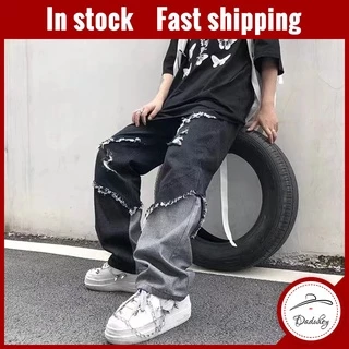 Quần jeans hip hop ống rộng đa năng phong cách đường phố Mỹ thời trang