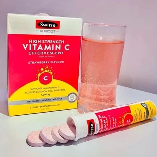 Viên sủi Swisse High Strength Vitamin C 1000mg ống 20 viên của Úc