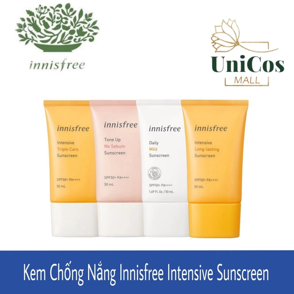 Kem chống nắng Innisfree Intensive Triple Care, Long lasting, No sebum Tone Up.