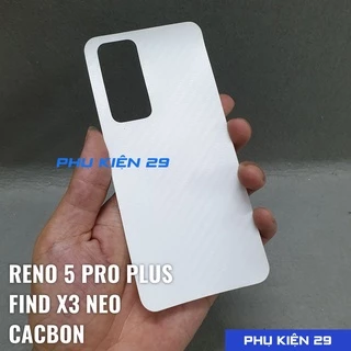 [Oppo Reno 5 Pro Plus / Find X3 Neo] Dán lưng 3D chống xước vân Cacbon - Carbon