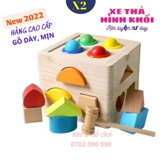 (Sỉ) Hộp Thả Hình Đập Bóng Hình Khối & Màu Sắc Cho Bé, Đồ Chơi Gỗ Montessori