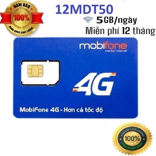 SIM MOBIFONE  12MDT50 TRỌN GÓI 12THÁNG 5GB NGÀY DÙNG KHU VỰC HÀ NỘI NGHE GỌI ĐƯỢC  HÀNG CHÍNH HÃNG