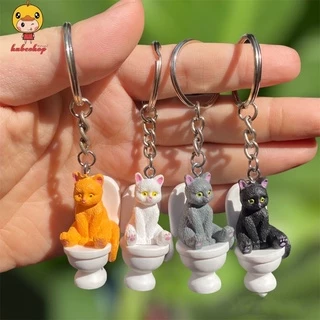 Móc khoá mèo ngồi toilet cute