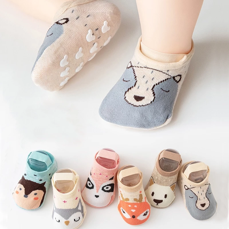 Vớ chống trượt trên sàn họa tiết hoạt hình dành cho bé trai và bé gái sơ sinh 0-1 tuổi