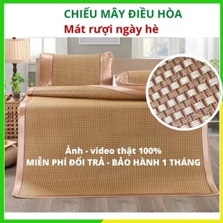 Chiếu điều hòa sợi mây tổng hợp lót lụa cao cấp hàng việt nam xuất khẩu 2 mặt giá rẻ 1m2 1m6 1m8 thoáng mát ngày hè