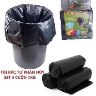 Set 3 Túi Đựng Rác Đen, Túi Rác Tự Phân Hủy Sinh Học Không Gây Hại Cho Môi Trường