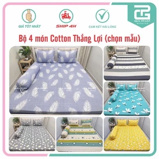 Bộ ga giường 100% Cotton 4 món chuẩn logo (không áo gối, được chọn mẫu)