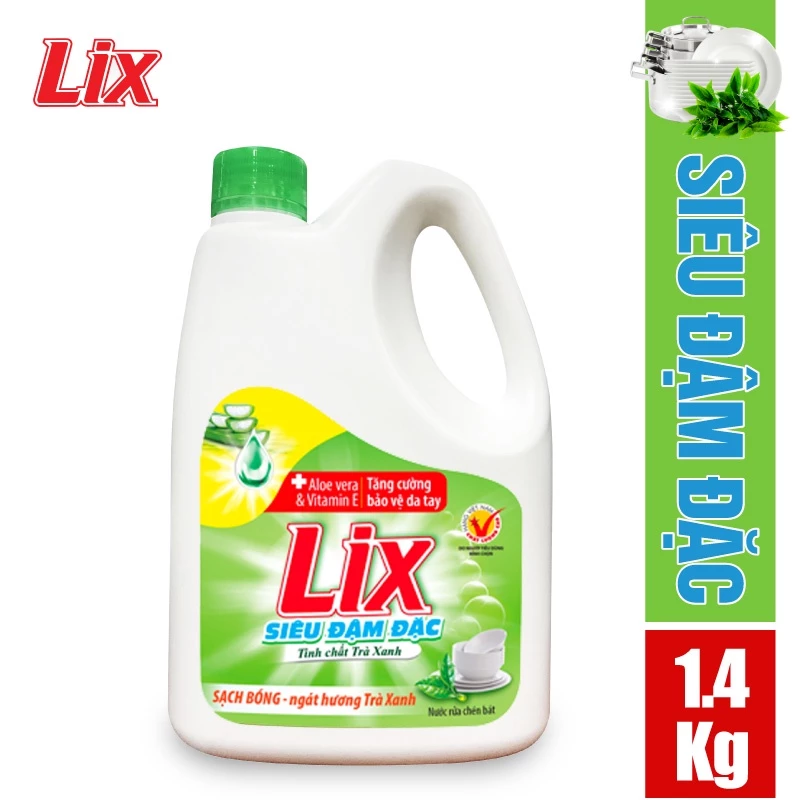 Nước rửa chén LIX siêu đậm đặc hương trà xanh 1.4kg NT140