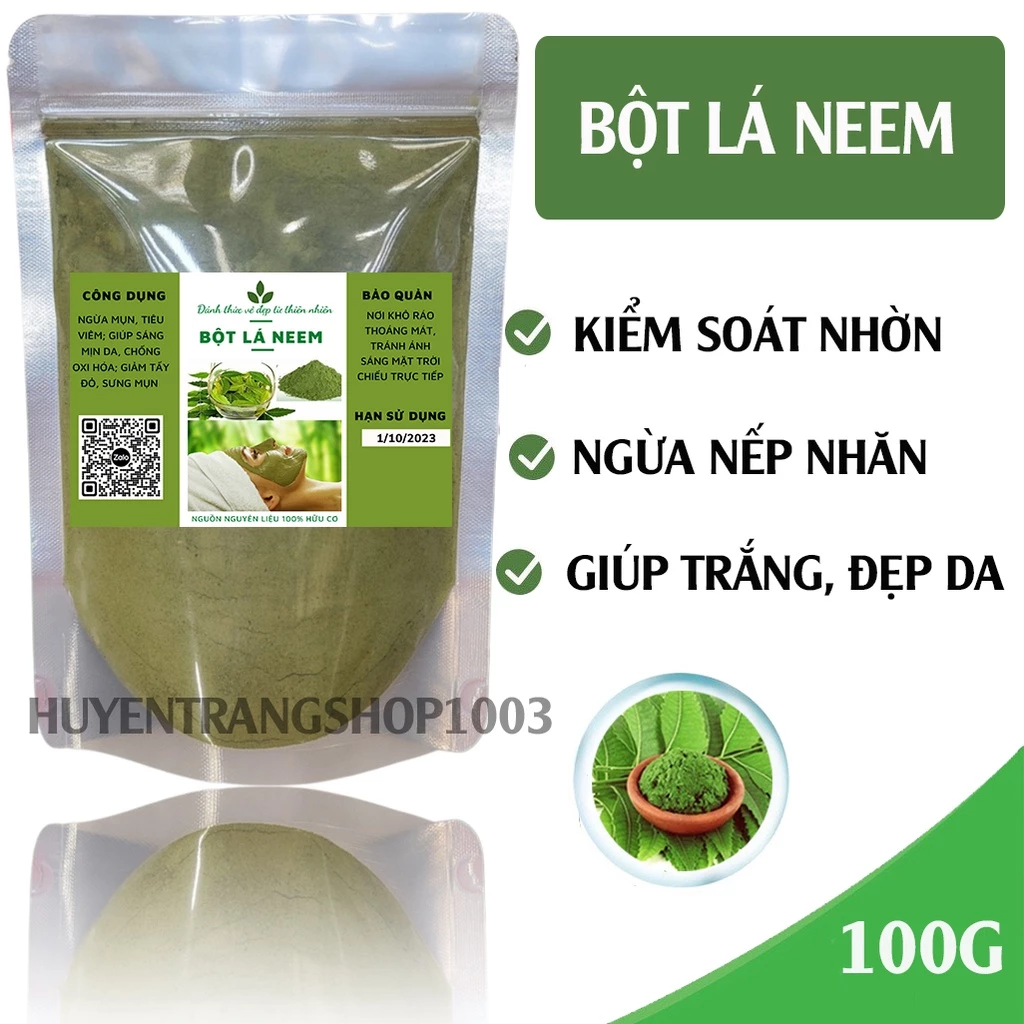 100GR Bột lá neem ấn độ sấy lạnh đắp mặt trắng da nguyên chất HandMade