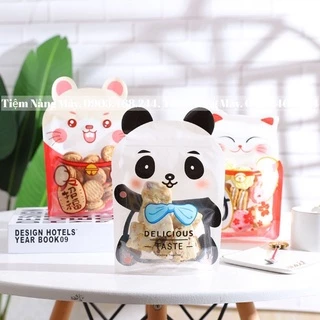 Túi zip chibi cute đựng bánh kẹo hình gấu mèo, panda set 50 túi