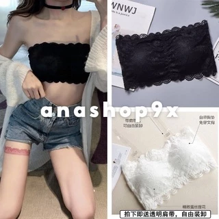 Áo bra ren nữ không dây nâng ngực [FREESHIP] Áo bra ren có mút ngực chất ren co giãn không gọng mút mỏng cài sau Anashop