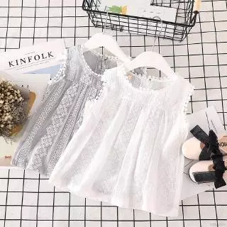 Áo Cotton Sát Nách In Hoa Xinh Xắn Cho Bé Gái