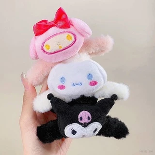 Kẹp Tóc Đính Bóng Lông Hình Nhân Vật Hoạt Hình Kuromi Melody Cinnamoroll Dễ Thương Thời Trang Thu Đông Cho Bé Gái