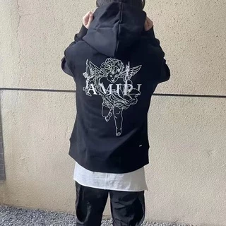 Amiri Áo Hoodie Dáng Rộng In Hình Thiên Thần Thần Cupid Đường Phố Mỹ Cao Cấp Dành Cho Nam Nữ