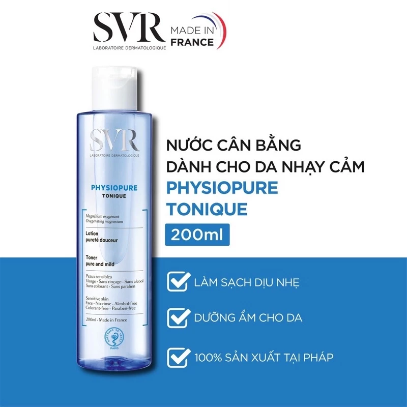 Nước Cân Bằng Làm Sạch Sâu Cho Da Nhạy Cảm SVR Physiopure Tonique 200ml [Nhập Khẩu Chính Hãng]