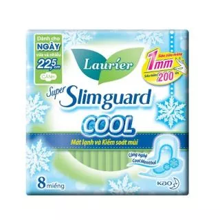 Laurier Super Slimguard Cool Mát lạnh & Kiểm soát mùi 22.5cm 8M
