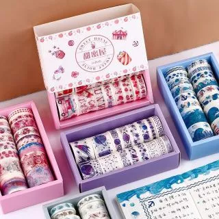 Set 16 cuộn washi tape + 8 tấm sticker N409