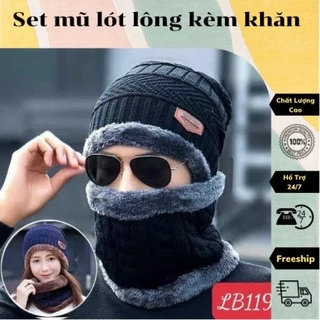 Set khăn mũ len đa năng lót lông siêu đẹp siêu ấm