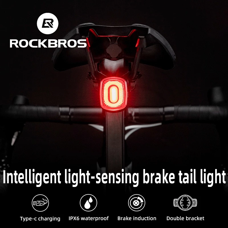 Đèn Hậu Xe Đạp ROCKBROS Q2S Thông Minh, Chống Nước IPX6, Sạc USB Tiện Lợi