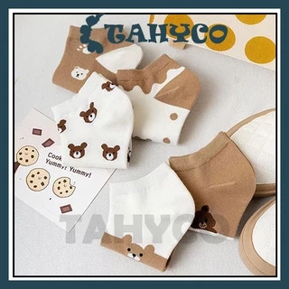 Tất nữ cổ ngắn chất liệu cotton dễ thương Phong Cách Hàn Quốc TAHYCO TN10 5 ĐÔI