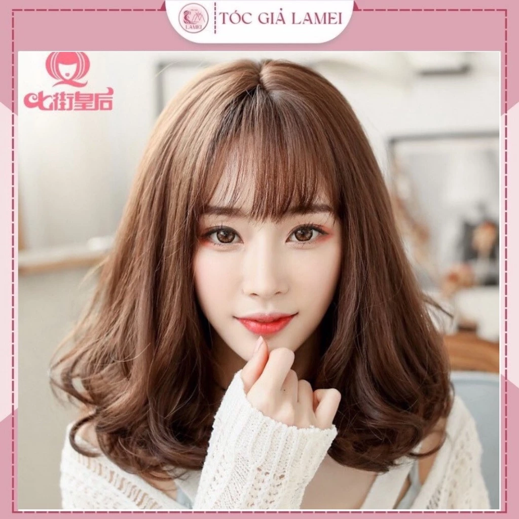 Tóc Giả Nữ Nguyên Đầu Dáng Xoăn 25cm Chất Liệu Mềm Mượt Tự Nhiên