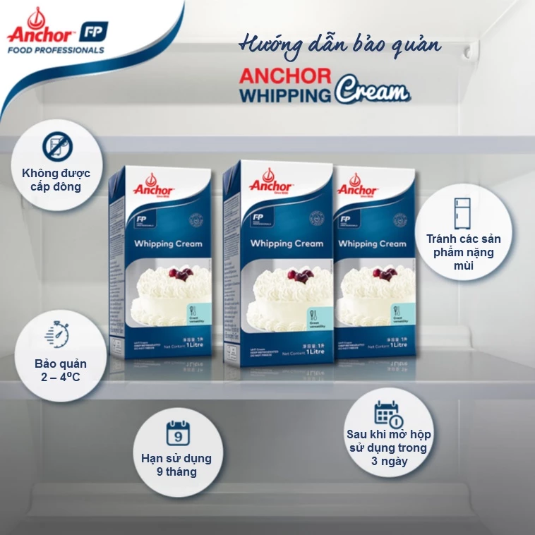 Kem Sữa Whipping Anchor Hộp 1Lít - Whipping Cream Anchor 1Lít - DATE MỚI 2024