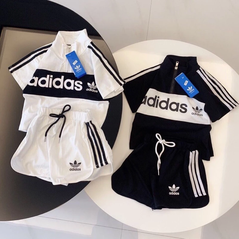 Bộ cộc Adidas kéo khoá cổ cho bé trai 3-8Y