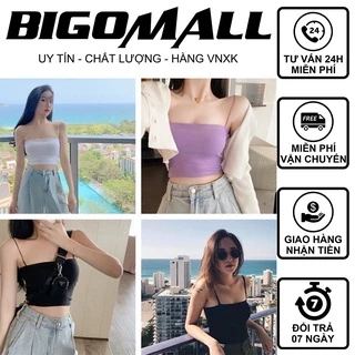 Áo hai dây tăm body siêu đẹp BIGOMALL - Áo 2 dây thun croptop ôm sợi bún