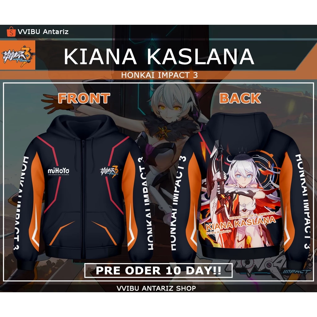 Honkai Impact 3rd Kiana Kaslana Áo Khoác Hoodie In Họa Tiết