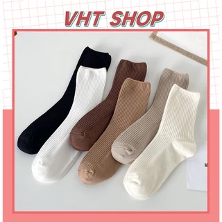 Tất cổ cao vớ cổ cao nữ nam màu trơn len tăm cổ nhún cao cấp thời trang Hàn Quốc TC65 - VHT SHOP