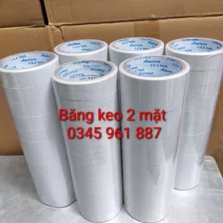 Băng keo 2 mặt trắng khổ 1.2cm, 2.4cm, 4,8cm