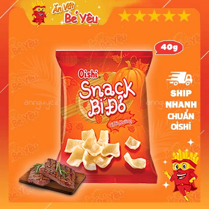 Bim bim Oishi snack bí đỏ vị bò nướng 32g