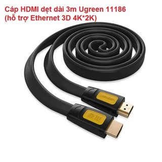 Cáp HDMI dẹt dài 3m Ugreen 11186 (hỗ trợ Ethernet 3D 4K*2K)