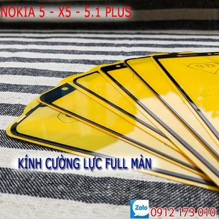 Kính cường lực NOKIA 5 Full màn hình - 9D - CÁC DÒNG - Nokia X5, 5,1 Plus, Nokia 5.2