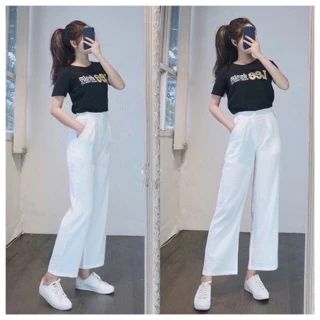 Quần culottes đũi ống rộng khoá thật dáng dài ống suông siêu Hot_N009