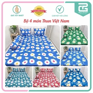 Bộ Ga giường 4 món Thun Lạnh Việt Nam cao cấp (1 ga + 2 áo gối nằm + 1 áo gối ôm)