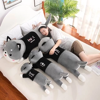 Gối ôm gấu bông to hình thú mèo husky cho người lớn cho bé ôm ngủ kích thước 60cm - 1m2