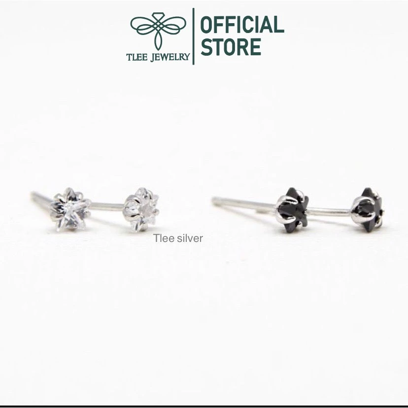 Khuyên tai bạc nữ TLEE sao đá sang trọng TLEE JEWELRY B0299