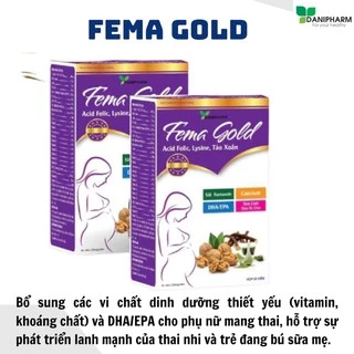 Vitamin tổng hợp cho bà bầu Femagold DANIPHARM (lọ 30 viên), bổ sung sắt, canxi, chất xơ các vitamin, khoáng chất