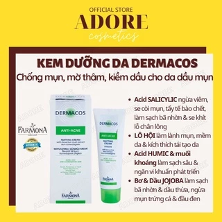 Kem dưỡng da Dermacos 50ml kiềm dầu, giảm mụn, giảm thâm cho da dầu mụn