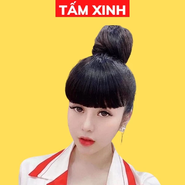 Búi tóc giả dài siêu phồng cao cấp nữ đẹp phong cách hàn cuốc - BÚI TÓC TRÒN DÀI