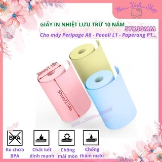 Tất cả giấy in nhiệt các màu ❤ KT 57x30mm ❤ cho Peripage A6, Q7, A9, A9s, Poooli L1, L2, Paperang p1, p2, p2s, Pikdik Q2