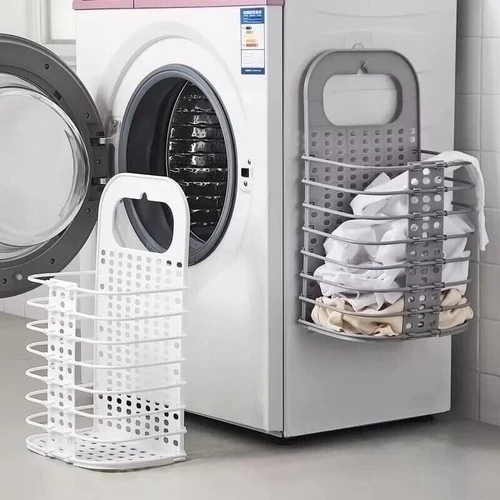 Giỏ đựng quần áo, giỏ đựng đồ giặt treo cạnh máy giặt gấp gọn đa năng