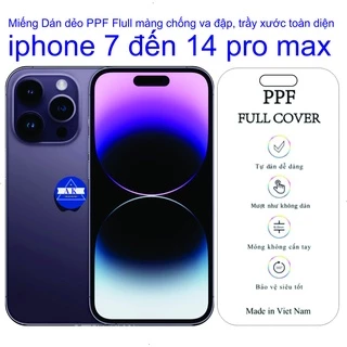 Miếng Dán Dẻo PPF Full mặt trước iphone 11 đến 14 pro max bảo vệ màng hình chống va đập, trầy xước toàn diện...