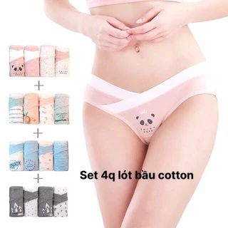 Quần lót bầu sau sinh cạp chéo cotton  cao cấp cho bà bầu sinh thường hoặc sinh mổ size từ 43 - 85kg_𝐐𝐋𝟓𝟐( set 4quần)