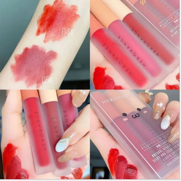 Set 3 Cây Son Kem Lì Herorange Fluffy Lip Glaze Chất Mềm Và Mịn Môi, Lên Màu Cực Chuẩn (SIÊU HOT) A148