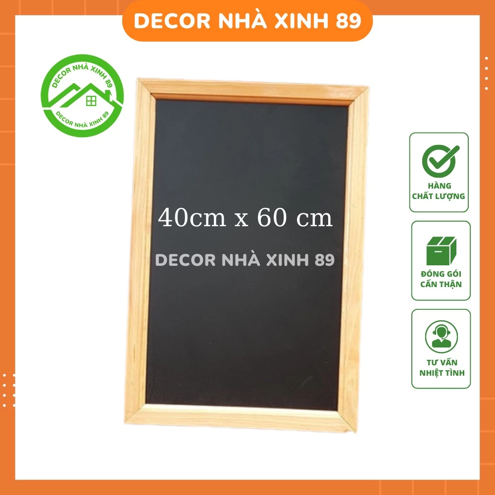 Bảng menu đen khung gỗ cho nhà hàng, khách sạn kích thước 40x60cm - Decor Nhà Xinh